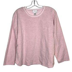 O by Oscar De La Renta Pink Rose Fleece Pullover Sweatshirt Grandmacore